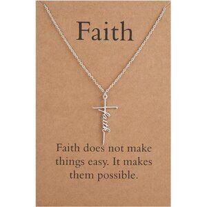 Faith Cross Pendant Necklace for Women Religious Christian Jewelry